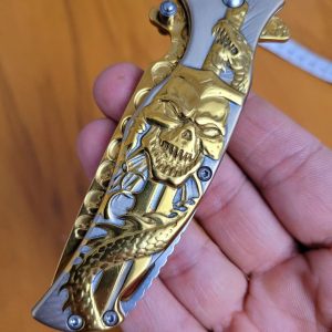 چاقو جیبی اسکلت طلایی تمام فلزی (اصل)