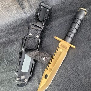 کارد شکاری m9 ام۹ انتاریو طلایی مدل سرنیزه اورجینال و اصلی قابل اتصال به اسلحه کلاش
