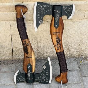 تبر وایکینگی کریتوس زنجان سایز کوچک تبر گاد اف وار مدل GodWar طول کار 45 سانت تیغه بسیار قوی و مقاوم مخصوص کمپ و کوهنوردی