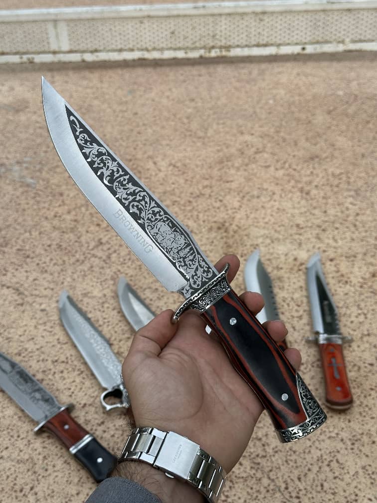 چاقو شکاری طبیعت گردی کوهنوردی مخصوص کمپ و کاربردی طول کار 30 سانت تیغه طرح دار تیغه استیل فولاد