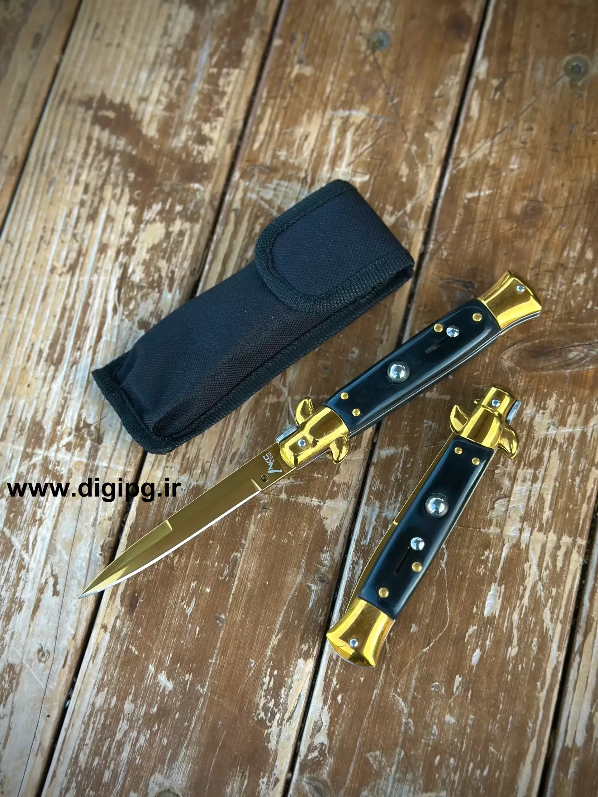 چاقو گادفادر اتوماتیک AKC B (اورجینال) مشکی تیغه طلایی - Image 2