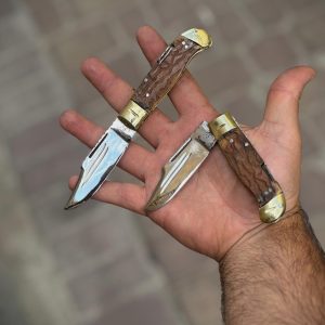 چاقو پشت ضامن دسته شاخ زنجان فولادی کریمی (ارسال فوری)