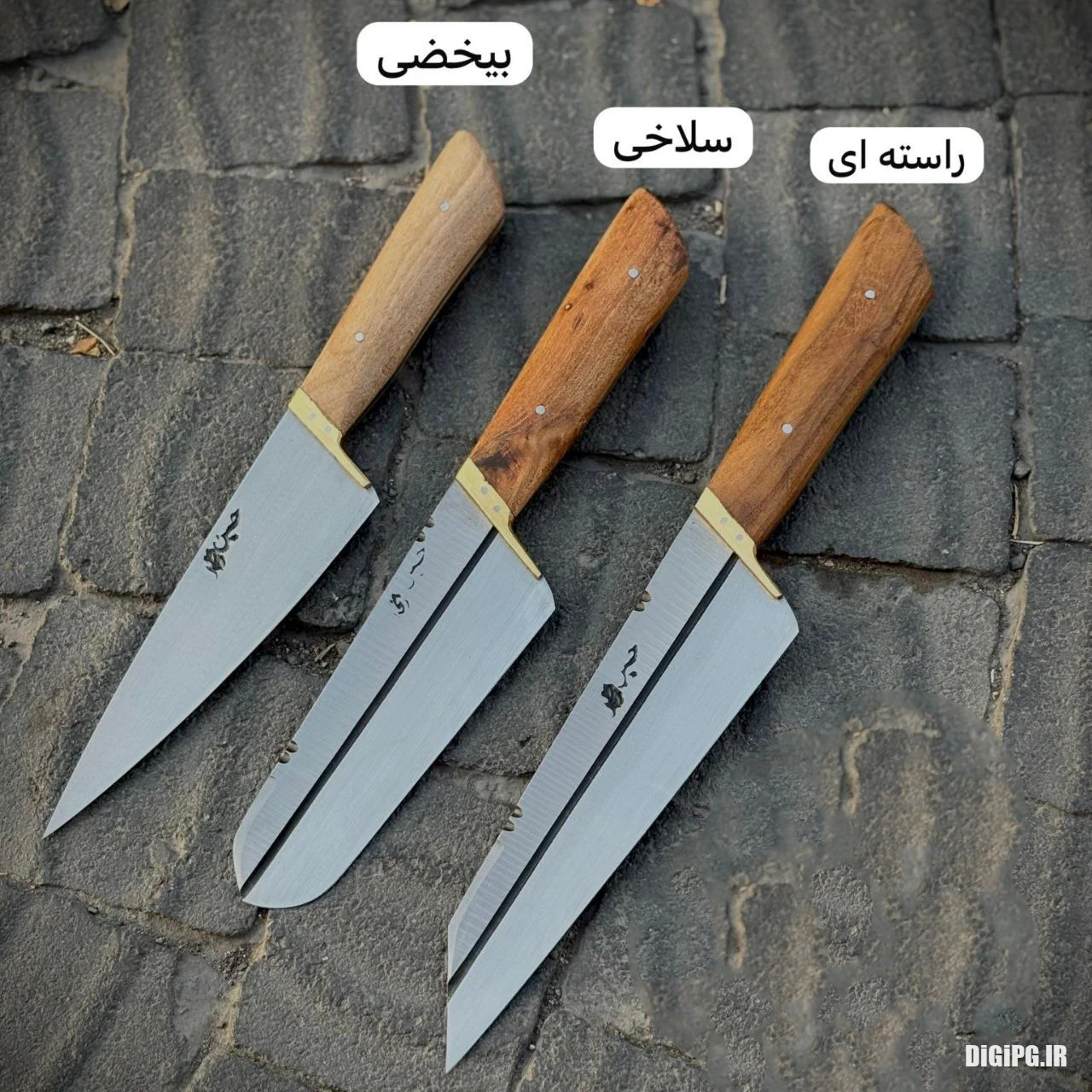 سرویس چاقو قصابی حسین | بسته ۳ تایی راسته، سلاخی و بیخضی