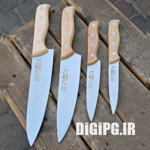 سرویس ۴ پارچه چاقو حیدری اصلی شامل دم دستی، بره ای، راسته و راسته بزرگ