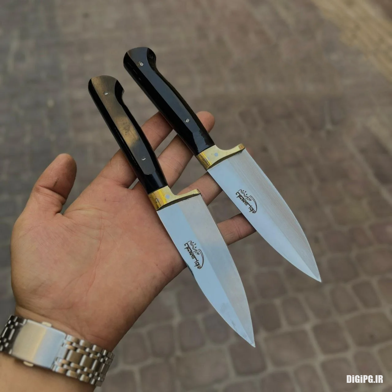 چاقو دم دستی سفارشی دسته فیبر المانی تیغه استیل ضد زنگ طول کلی ۲۲سانتی