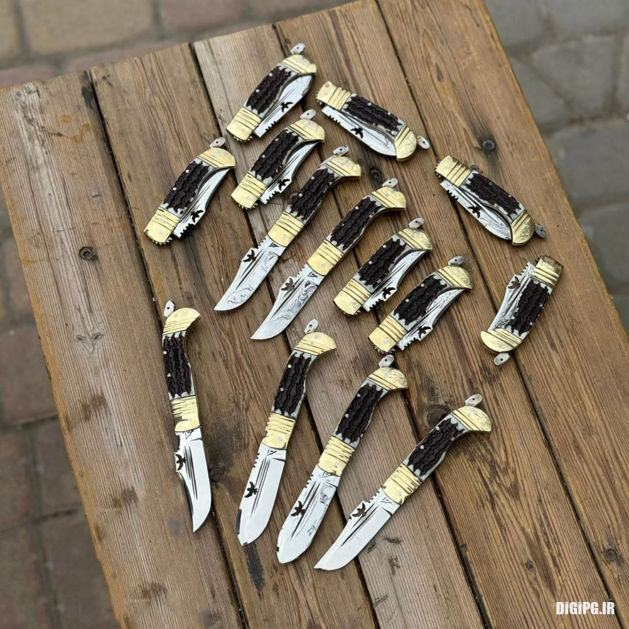 چاقو دنده ای استیل امیر 18سانتی اصل زنجان دسته طرح شاخ