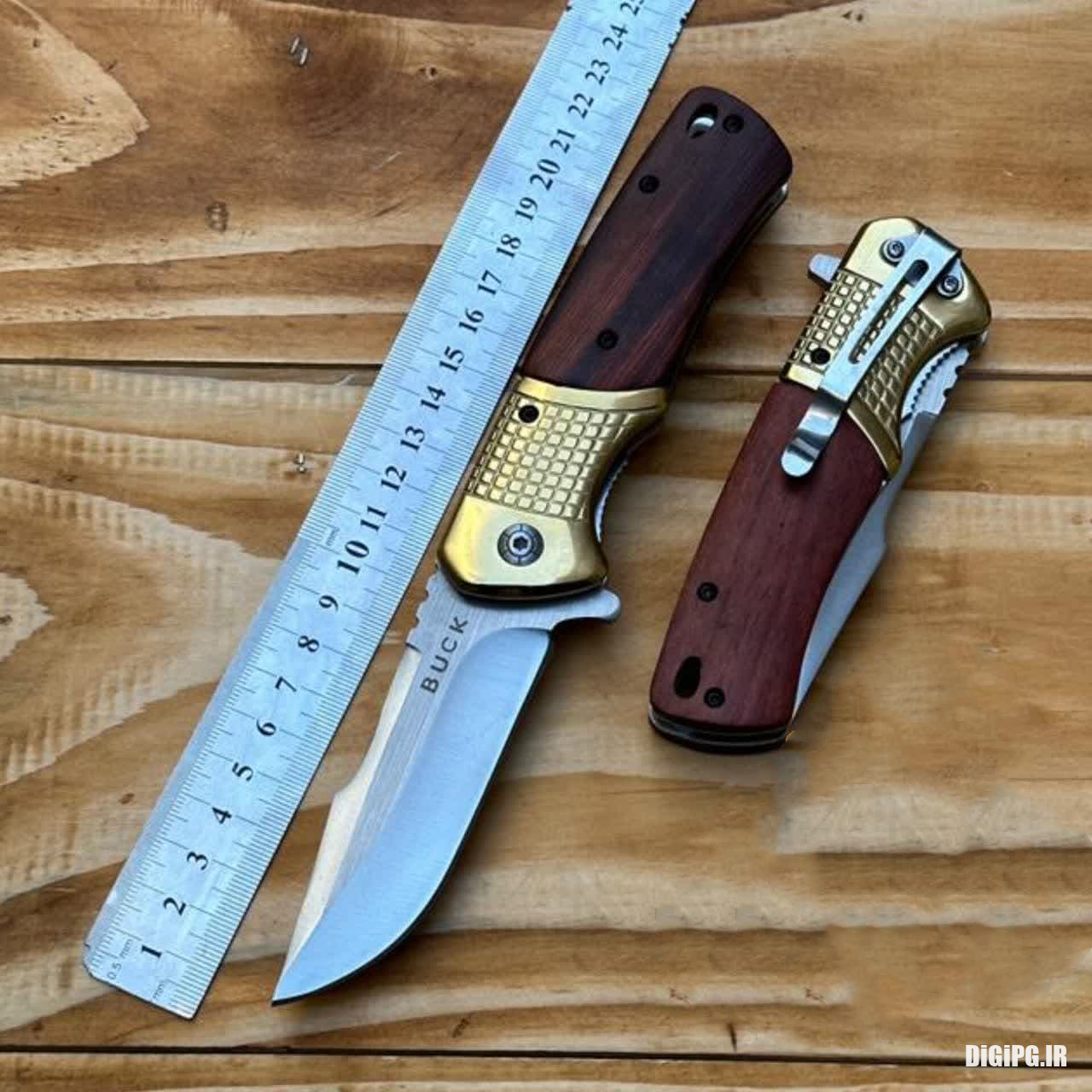 چاقو Buck باربند طلایی گیره دار با جعبه
