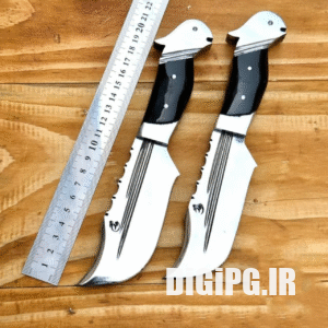 کارد شکاری براق تیغه شمشیری ساخت استاد محمد از زنجان همراه با غلاف taut