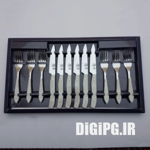 کارد و چنگال آشپزخانه زنجان 12 پارچه رنگ سفید استاد صادقی