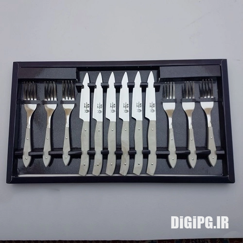 کارد و چنگال آشپزخانه زنجان 12 پارچه رنگ سفید استاد صادقی