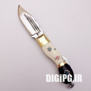 چاقو جیبی بابا طرح دو رنگ اصل زنجان نصف دسته از استخوان