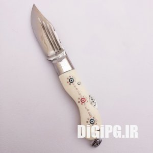 چاقو کلکسیونی بابا رنگ سفید اصل زنجان | دسته استخوانی