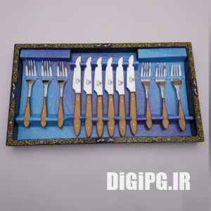 سرویس کارد و چنگال زنجان 12 پارچه رنگ قهوه ای استاد فلاحی
