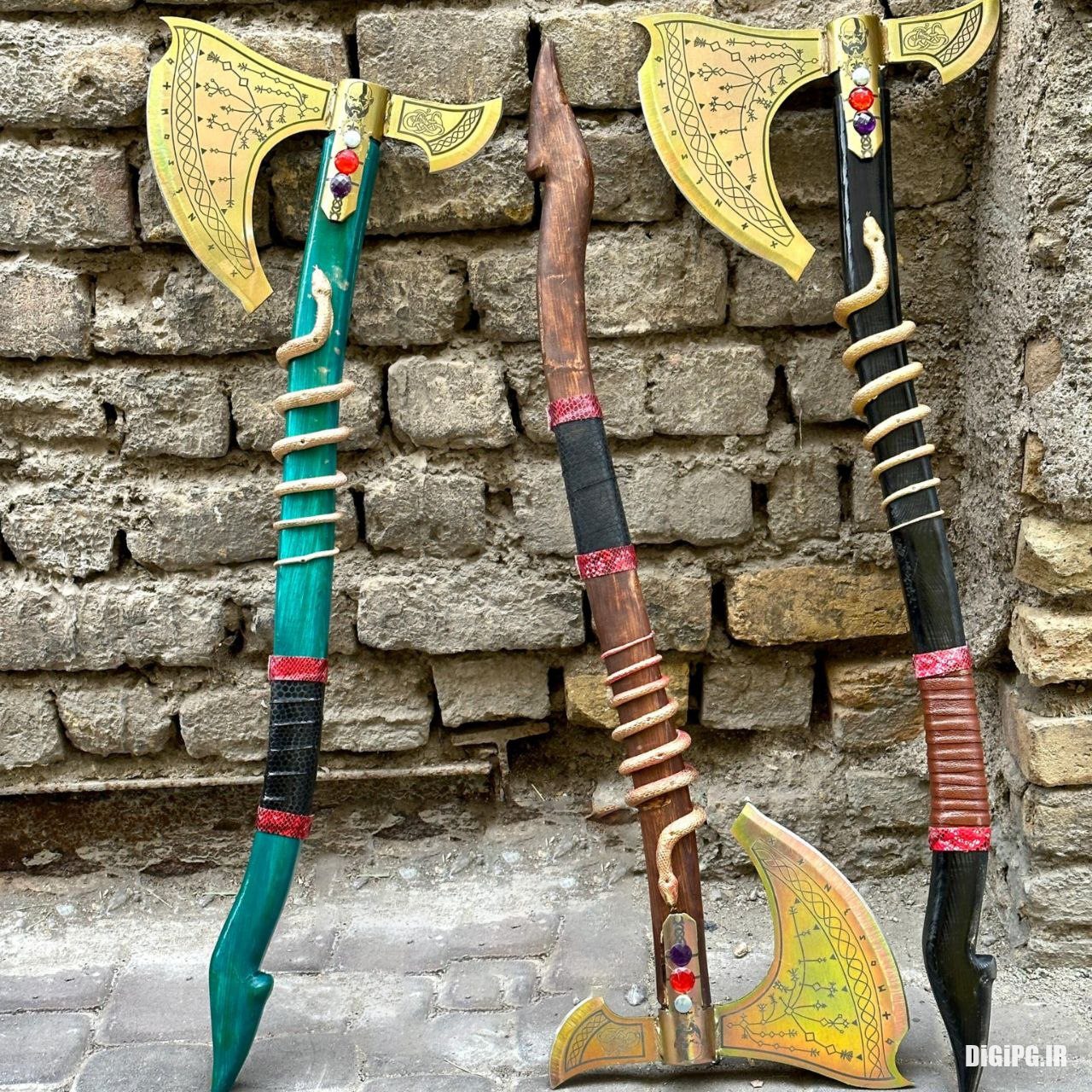 تبر بزرگ دکوری مدل مار در ۳ رنگ و تیغه طلایی