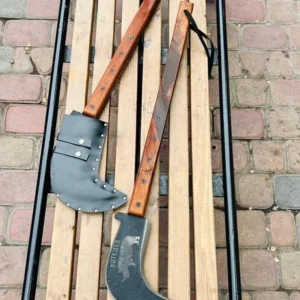 داس فولادی همراه با غلاف دسته چوبی ۸۰سانت
