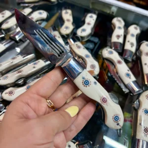 چاقو بابا سفید دسته استخوان شتر