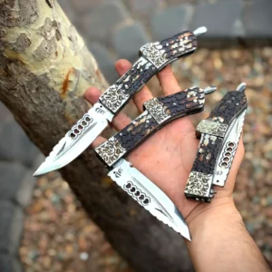 چاقو دنده ای افغان دسته شاخ